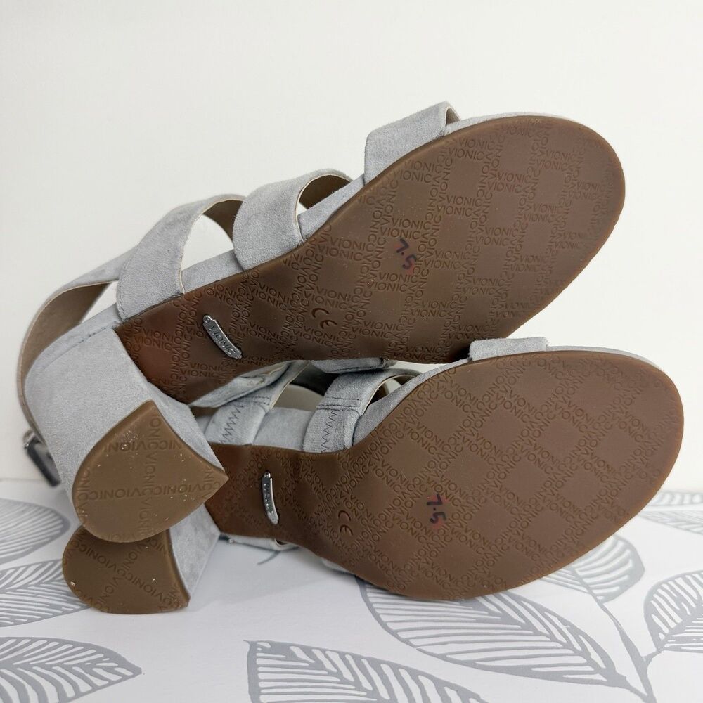 Vionic Blaire Strappy Suede Leather Heels Gray Women’s 7.5 Comfort Support - Picture 7 of 9